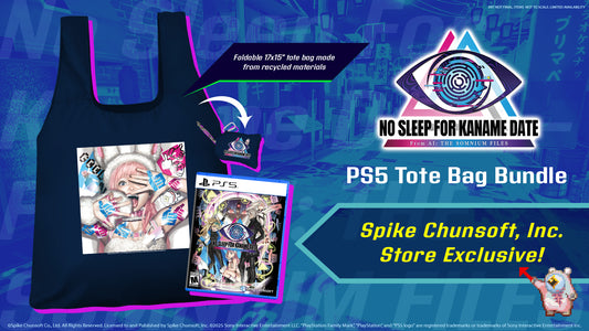 PS5 Tote Bag Bundle with 'No Sleep for Kaname Date' design on a blue background