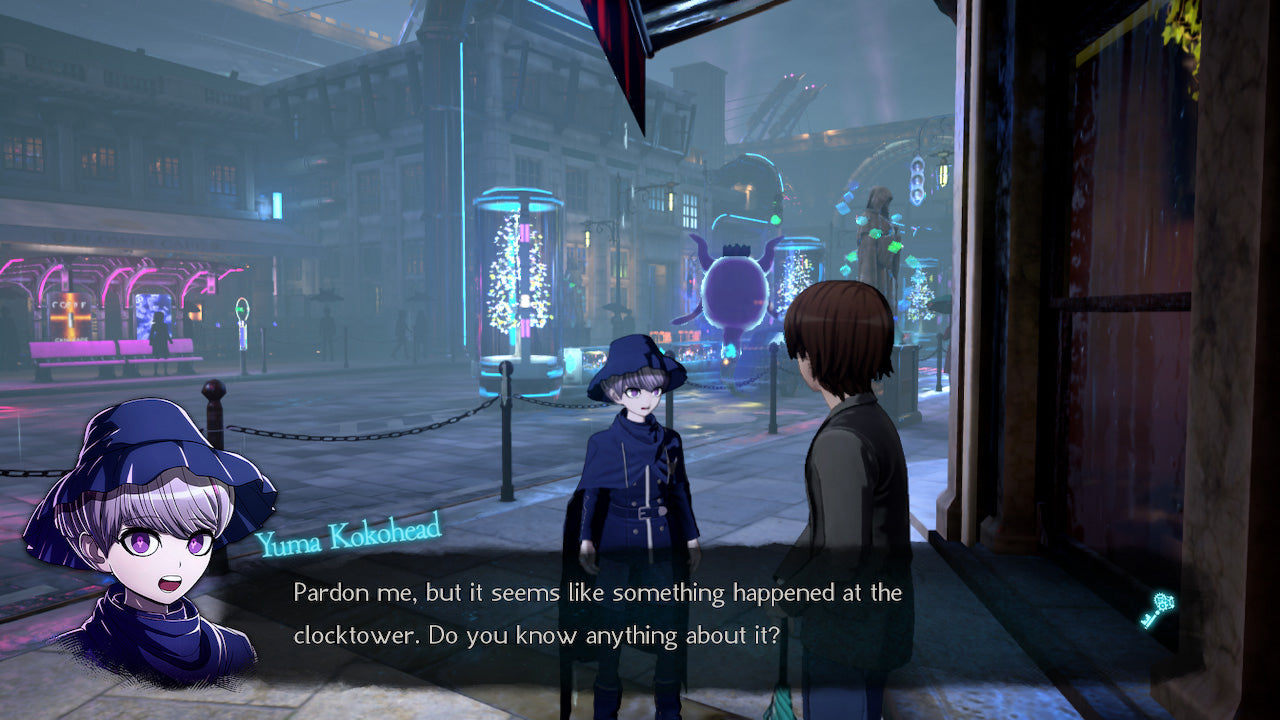In-game screenshot of character Yuma talking with a NPC character