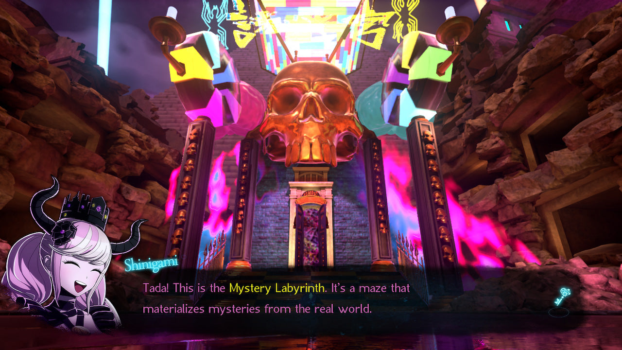 In-game screenshot of character Shingami showing what the Mystery Labyrinth is.