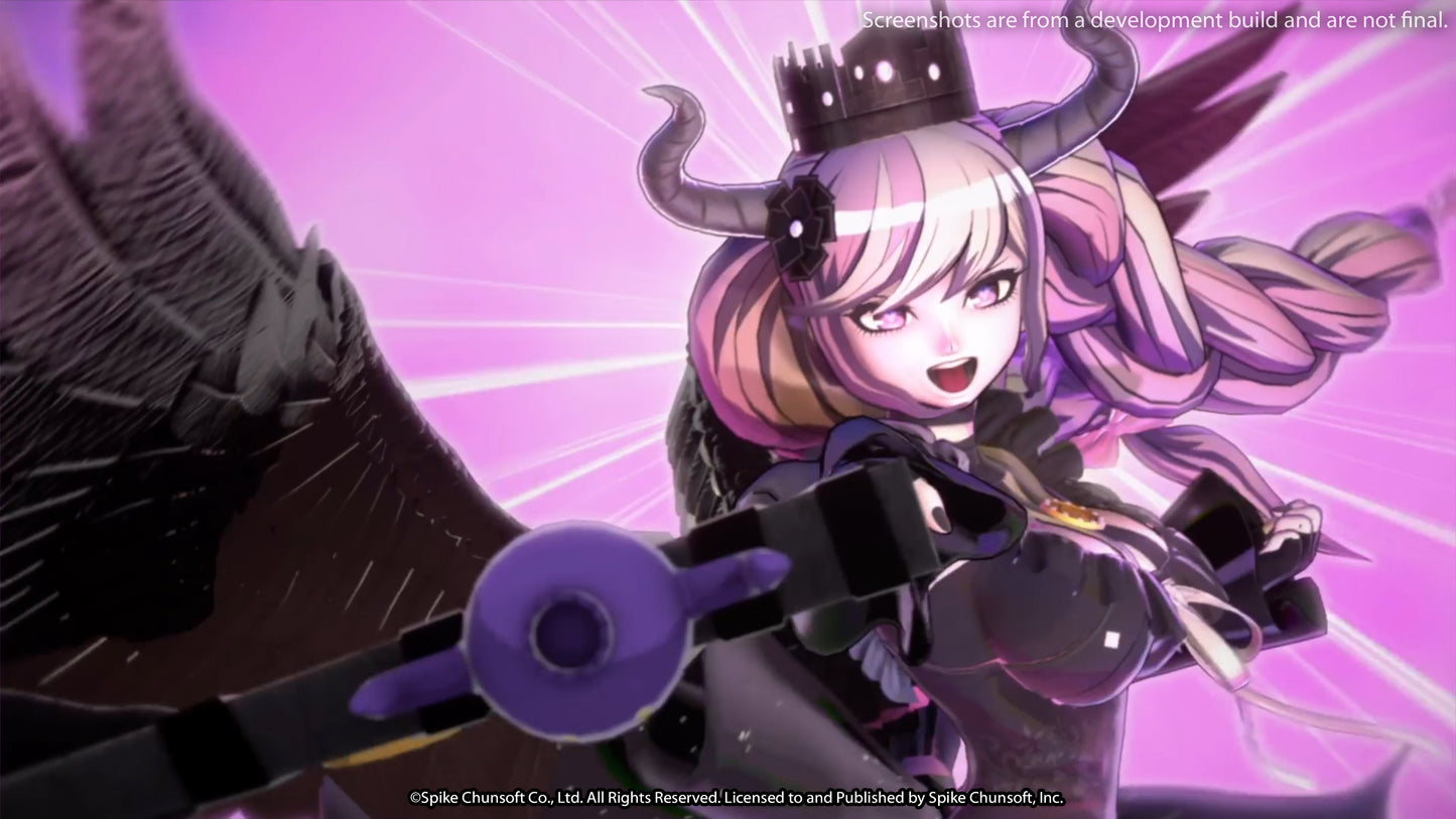 In-game screenshot of Shingami pointing her scythe at the viewer