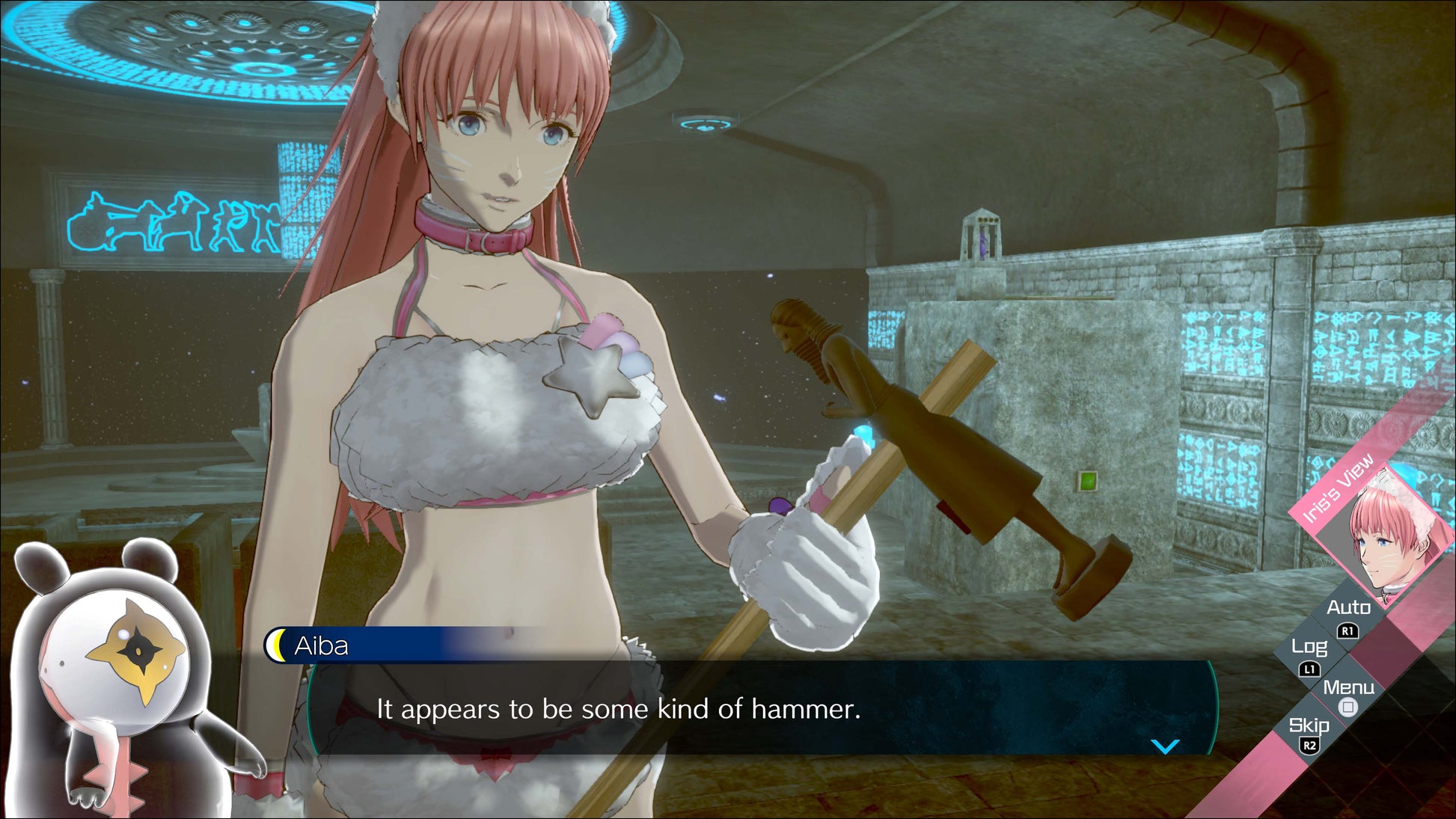 In-game screenshot of Iris in Escape Room in a bunny outfit