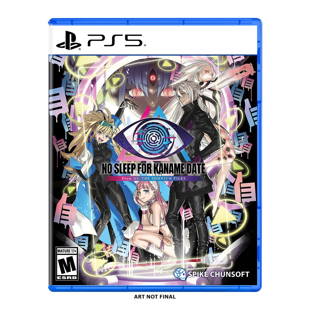 PlayStation 5 game case for 'No Sleep for Kaname Date' with characters and colorful design.